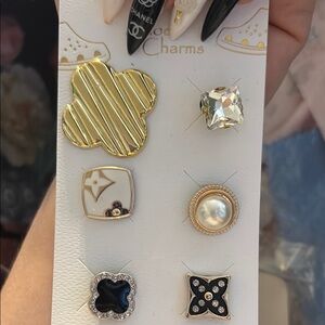 Elegant Gold and Black croc jibbitz Set